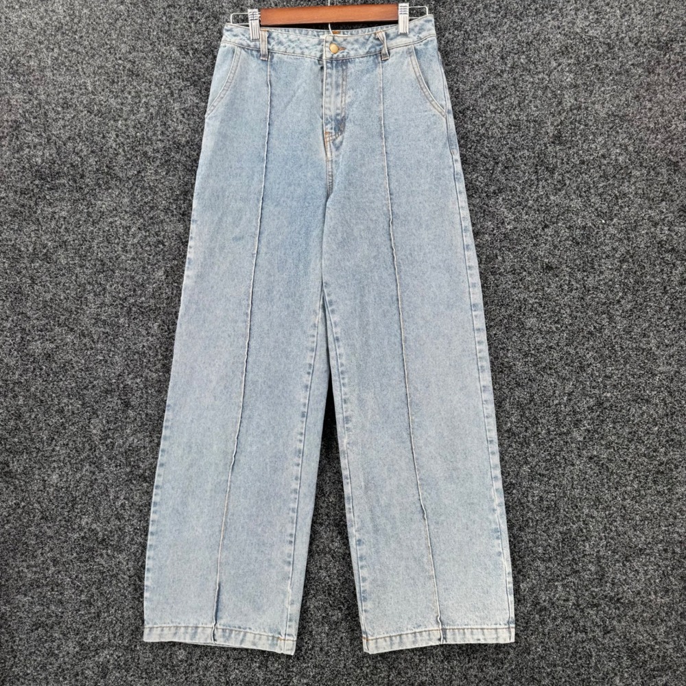 Sage The Label Wide Leg Front Seam Jeans Light Wash Blue LD189346 Size Small